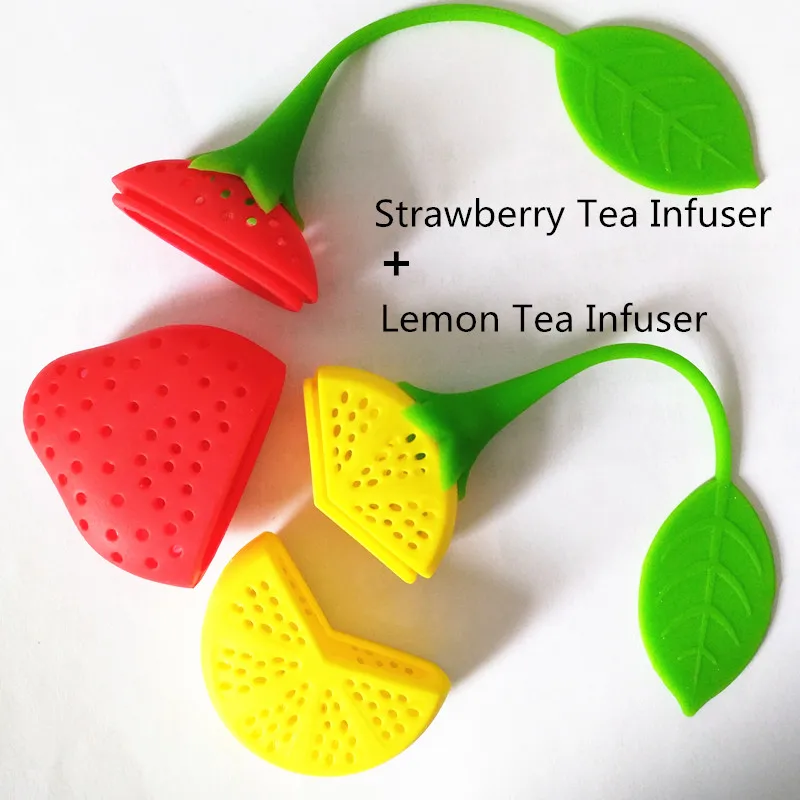 

1PCS Silicone Strawberry + 1PCS Lemon Loose Tea Leaf Strainer Herbal Spice Infuser Filter Diffuser