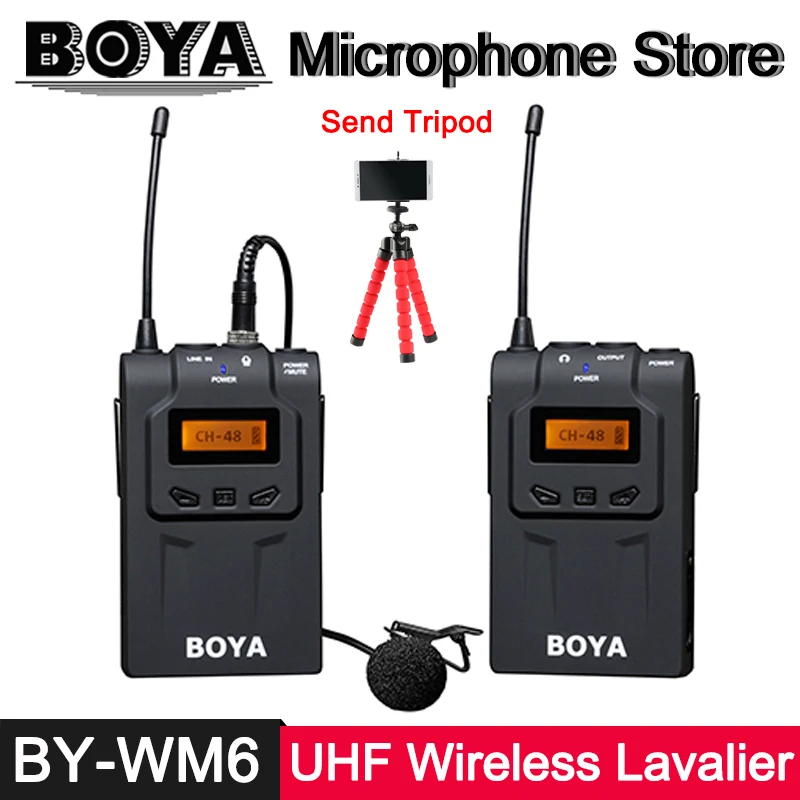BOYA by-wm6 Профессиональный Беспроводной петличный микрофон Системы для Canon Nikon Sony