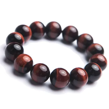 

Genuine 16mm Natural Red Tiger Eye Gemstone Bracelets Women Men Powerful Stretch Crystal Round Bead Bracelet