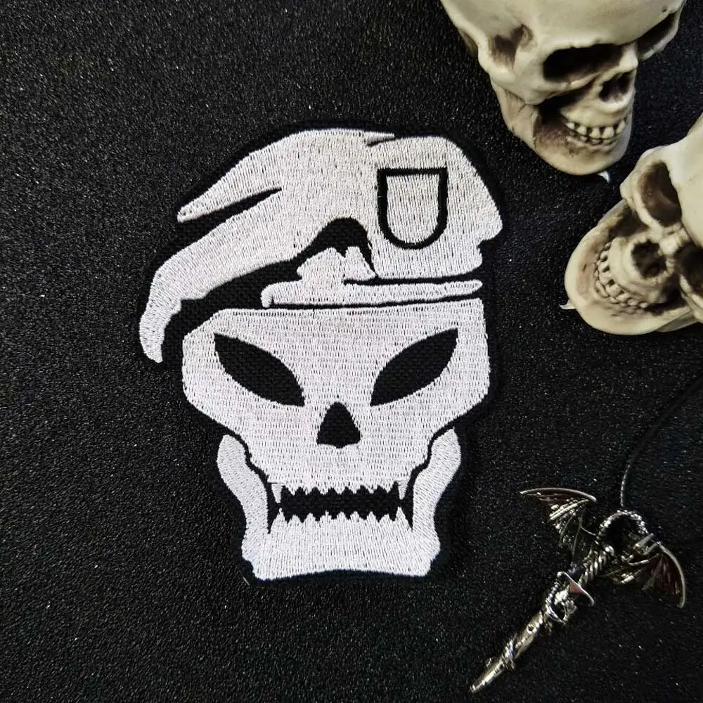 

army skeleton Iron On Patch Embroidered Applique Sewing Label biker Patches Clothes Stickers Apparel Accessories Badge