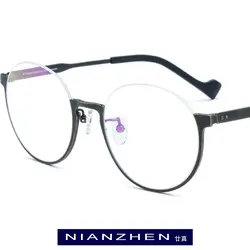Чистый Титан оправа для очков Мужская Ретро Круглый Оптическая Оправа очков для близорукости очки для Для женщин Винтаж Половина очки 7709