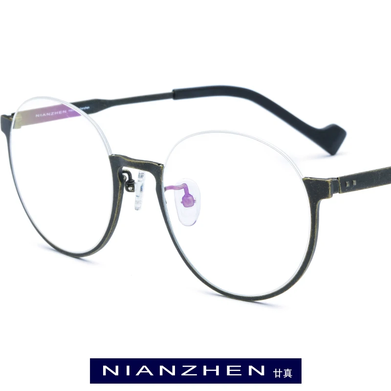 

Pure Titanium Eyeglasses Frame Men Retro Round Myopia Optical Frame Eye Glasses for Women Vintage Half Spectacles Eyewear 7709