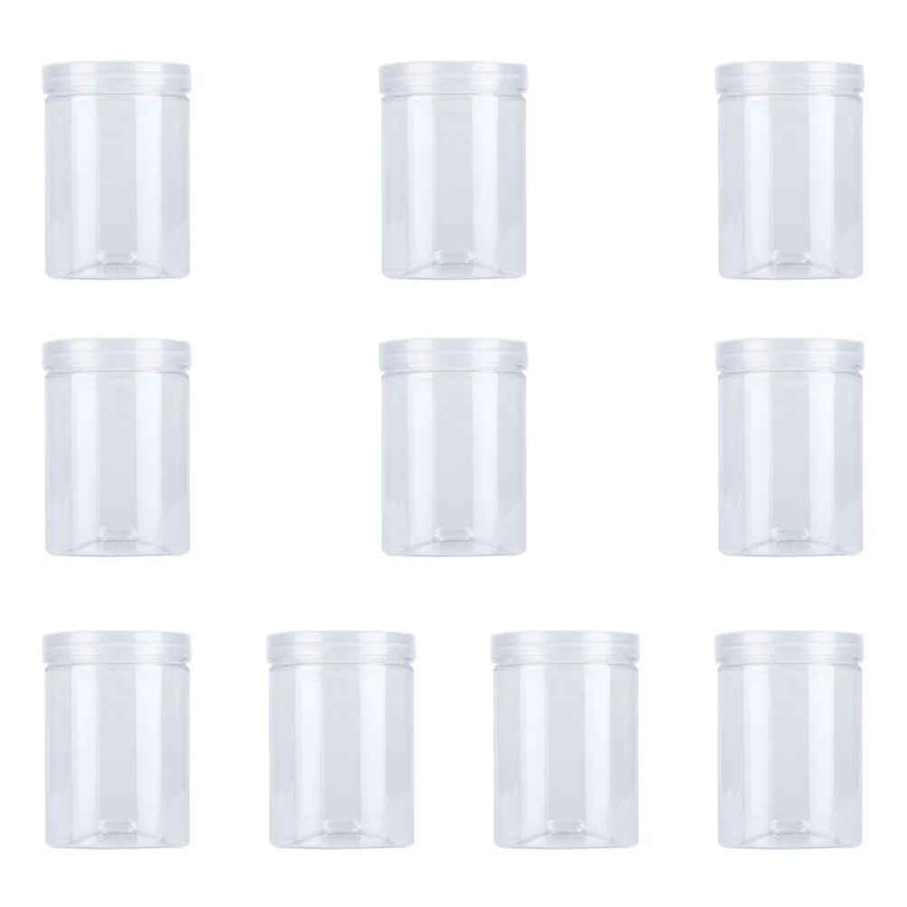 10 pcs 500ml Food Jar Transparent Kitchen Sealed Plastic Can Snacks Containers with Lid Organizer Box for Candy Cookies Tea