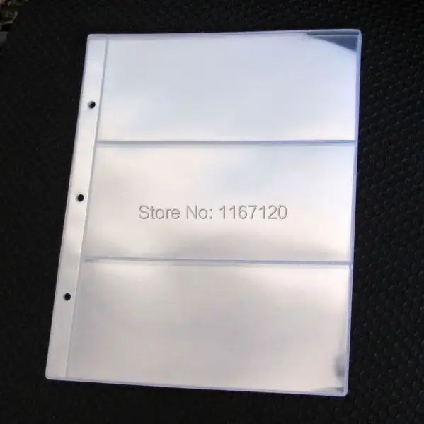 

5pcs/lot 3 Pockets clear Currency Paper Stamp Protector Insert Pages Sheets Holder Home Decoration 18*7.8cm MP06-5