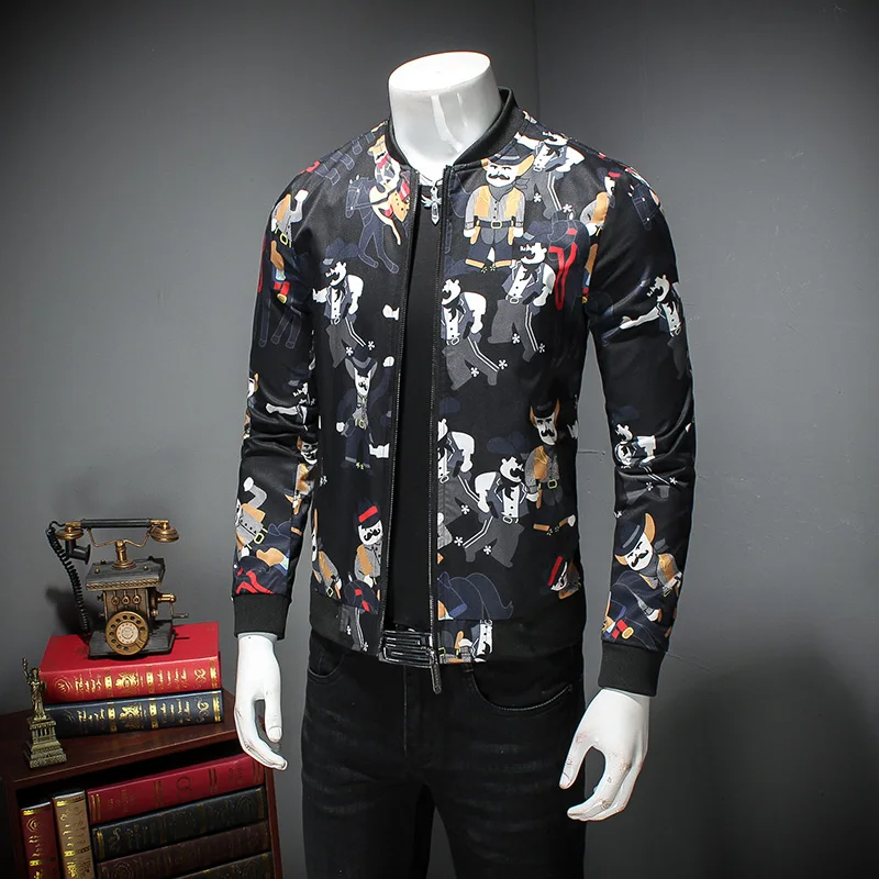 De m Slim Homme Floral Taille Impression Haute Manteau 5xl The Veste Mode vent As Qualité Casual Show Coréenne Coupe Bomber Photo Belle Plus Hommes Fit La deCWQrxBo