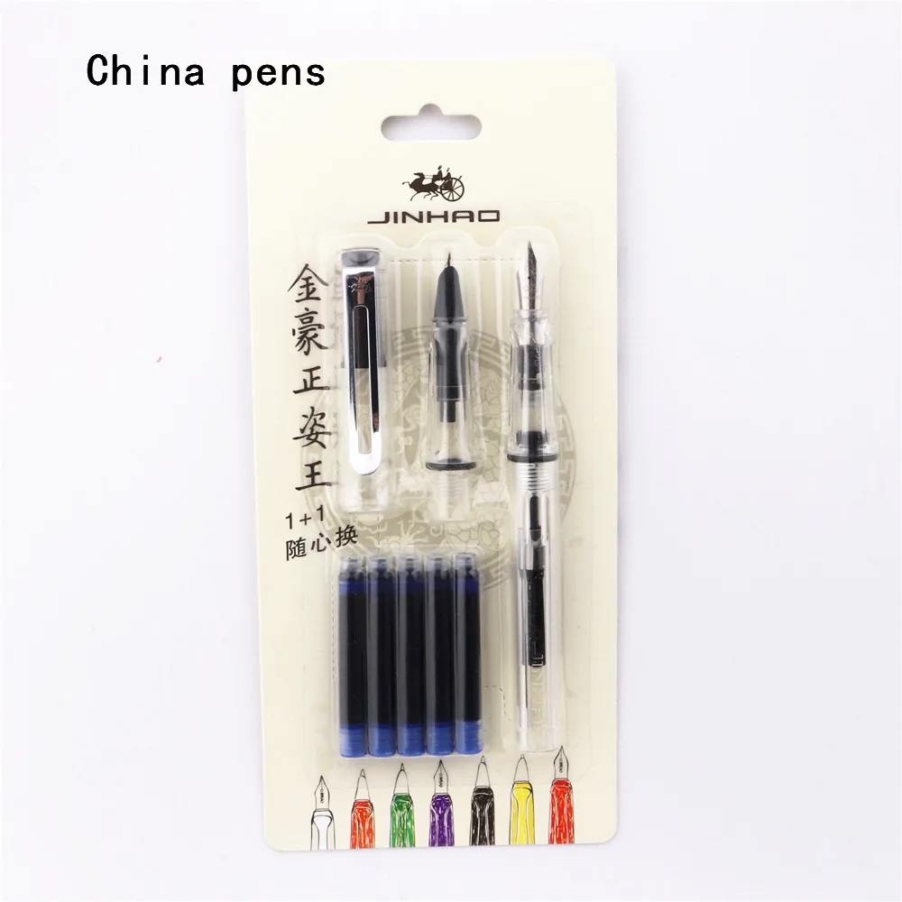 Перьевая ручка Jinhao набор из 5 прозрачных белых карандашей с синими чернилами и 2