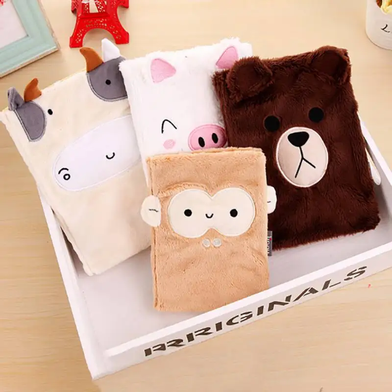 

32K /50K Winter Warm Plush Cloth Notebook Creative Color Page Notebooks Notepad Multi-function Hand Book Cute Animal