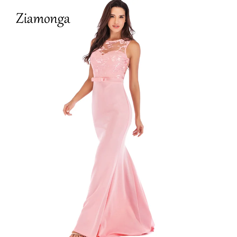 

Ziamonga 2019 New Personality Evening Gowns Women Floral Lace Long Maxi Dress Elegant Sexy Long Prom Gowns Form Party Dress