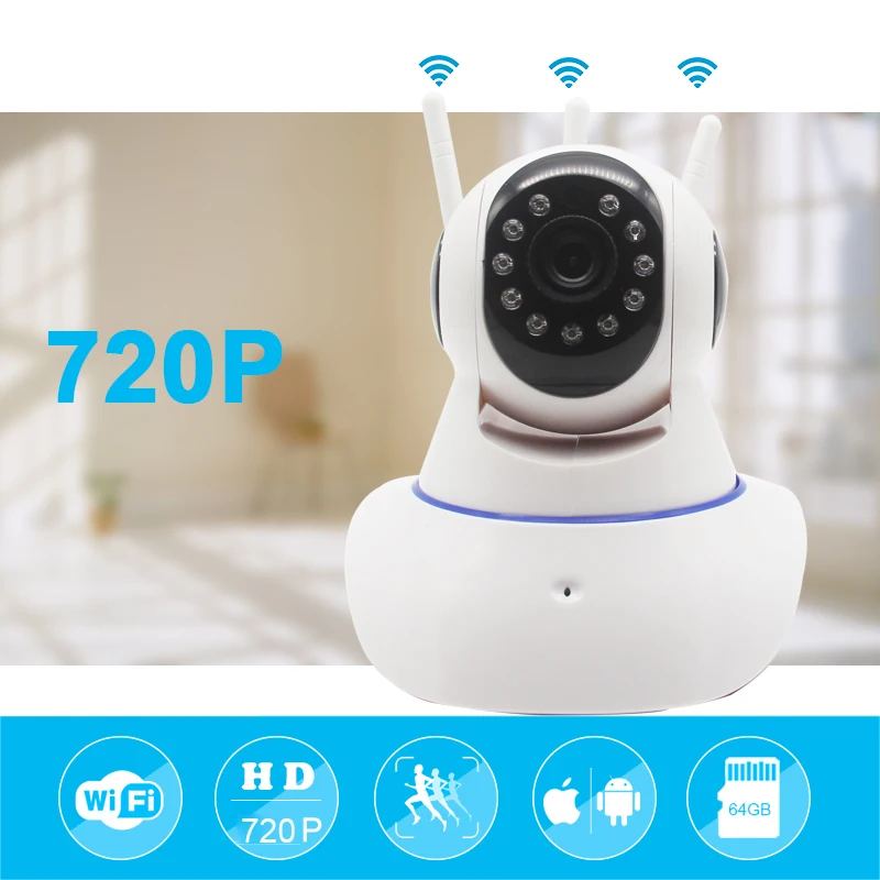 

Mini CCTV WiFi Camera IP YOOSEE 720P Home Security Camera Wi-Fi P2P Two Way Audio Night Vision 3 Antennas Wireless Baby Monitor