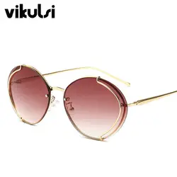 Новый тренд Круглые Солнцезащитные очки женские Роскошные Модные металлические Farme градиентные оттенки мужские брендовые дизайнерские