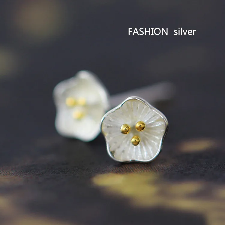 Акция! Женские серьги из серебра 925 пробы с цветком лотоса|silver circle earrings|silver joyearring