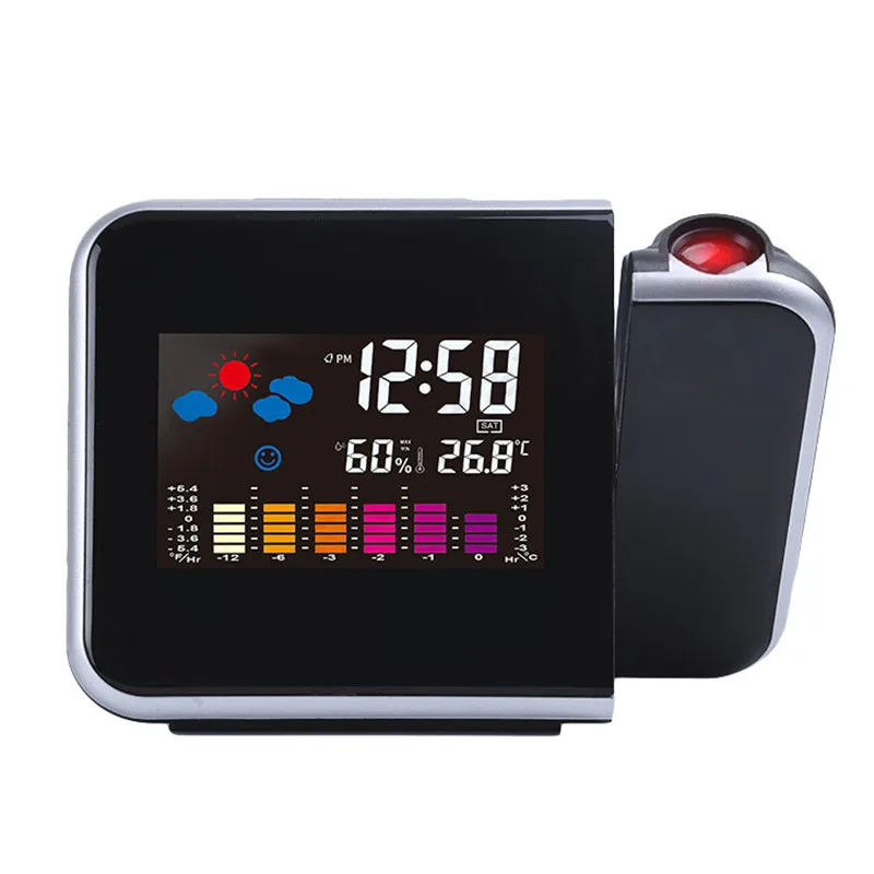 Smart Home Digital Wireless Hygrometer Therometer LED Projection Weather Station Alarm Clock Electronics secret agent alarm clock projection gun