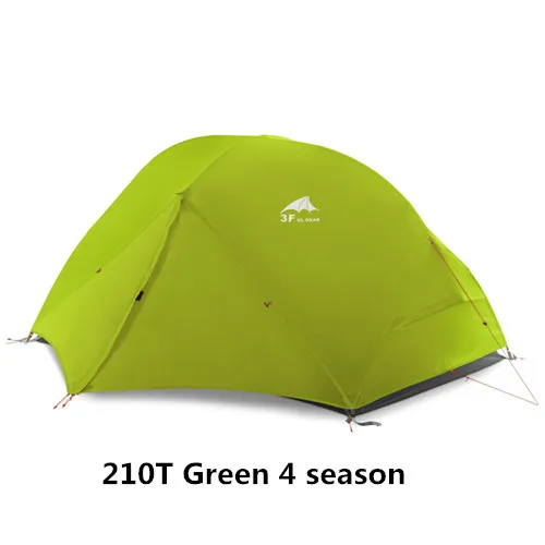 210T Green 4 season 3F UL GEAR 2 человека 4 сезона палатка для кемпинга уличная Ультралегкая походная альпинистская охотничья водонепроницаемая палатка 15D силиконовая Zelt Tenten - Цвет: 210T Green 4 season