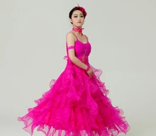 S-XXL pink yellow rosy white Women Ballroom Dance Dress Lady Clothing For Tango waltz cha-cha Competition dress Modern Dance
