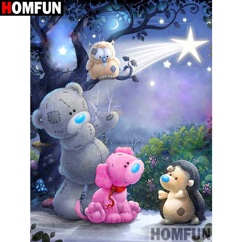 HOMFUN Full Square/Round Drill 5D DIY Diamond Painting &quotCartoon bear owl&quot Embroidery Cross Stitch 3D Home Decor A10705 | Дом и сад