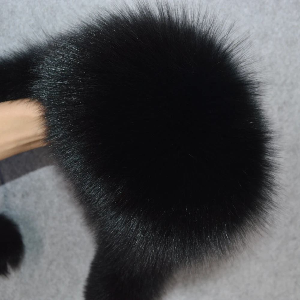 Женская шапка ушанка из натурального Лисьего меха Толстая теплая енота и лисы