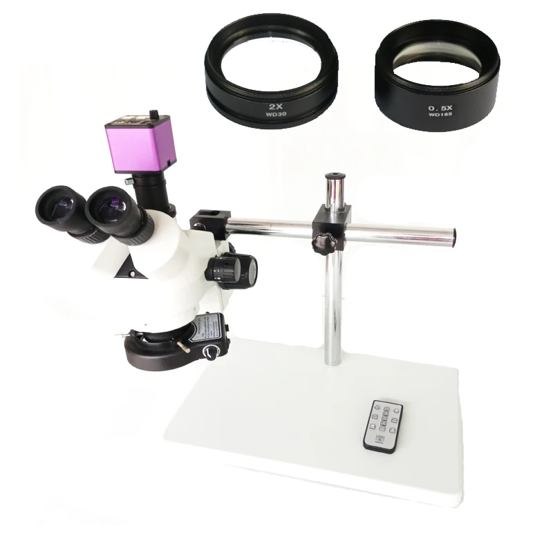

3.5X 7X 45X 90X Trinocular Stereo Zoom Simul-focal Microscope +16MP HDMI digital microscope USB Camera +144 Led ring light