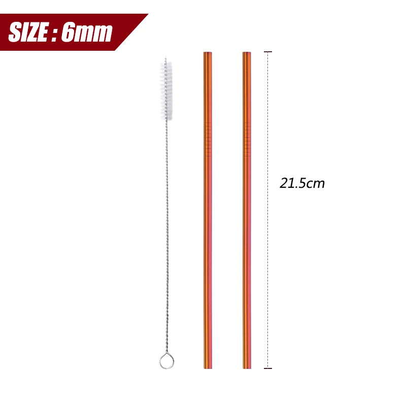 Rainbow NO.3-ST-2pcs 2 шт. Питьевая соломинки из нержавеющей стали с 1 чистящей щеткой экологически чистый многоразовый металлический соломинки высокого качества аксессуары для домашнего бара - Цвет: Rainbow NO.3-ST-2pcs