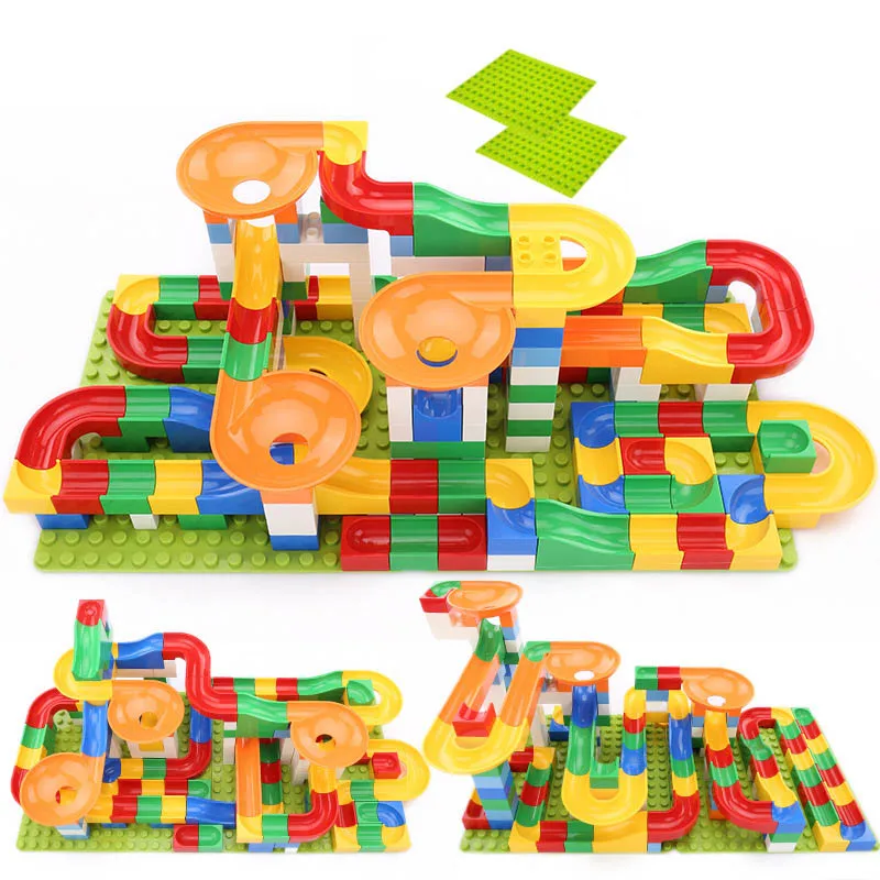 

New Marble Race Run Maze Ball Track Building Blocks Plastic Funnel Slide Big Size Bricks Blocks Kids Toy Gift