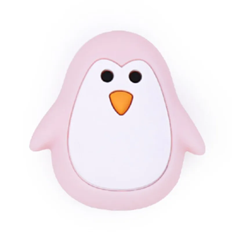 Pink Chengkai 10 шт Силиконовые Прорезыватели для зубов DIY Единорог звезда Пингвин цветок коала Фламинго Детские Прорезыватели для зубов сенсорные ювелирные изделия Мультяшные бусины - Цвет: Pink