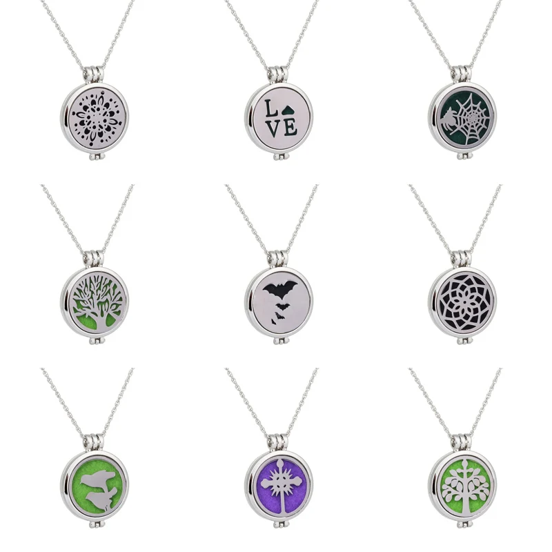

Silver Jewelry Bird tree bat love Aromatherapy Essential Oils Stainless Steel pendant Perfume Diffuser Necklace Locket