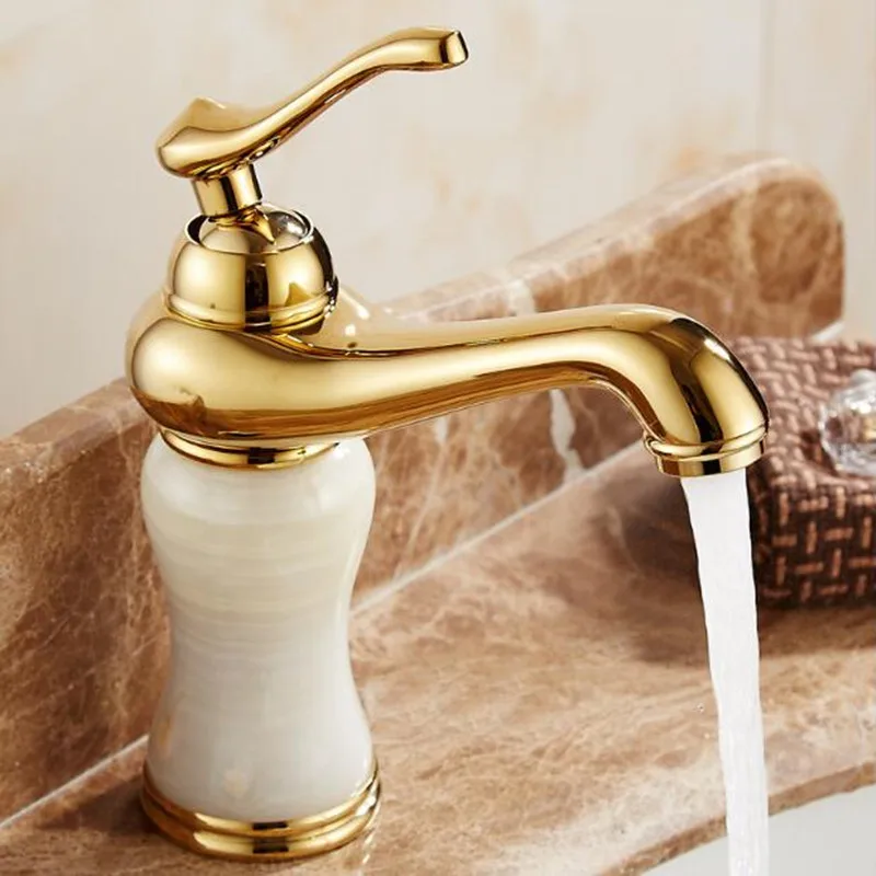 

Bathroom faucet Pure copper Natural jade Faucet basin European style Hot and cold water Washbasin faucet