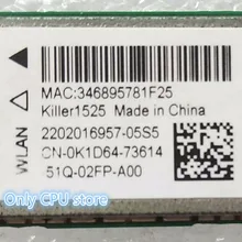 Убийца 1525 802.11ac 867 Мбит/с Беспроводной AC1525+ Bluetooth 4,0 M.2 NGFF E/ключевая мини-адаптер Wi-Fi для Dell Alienware