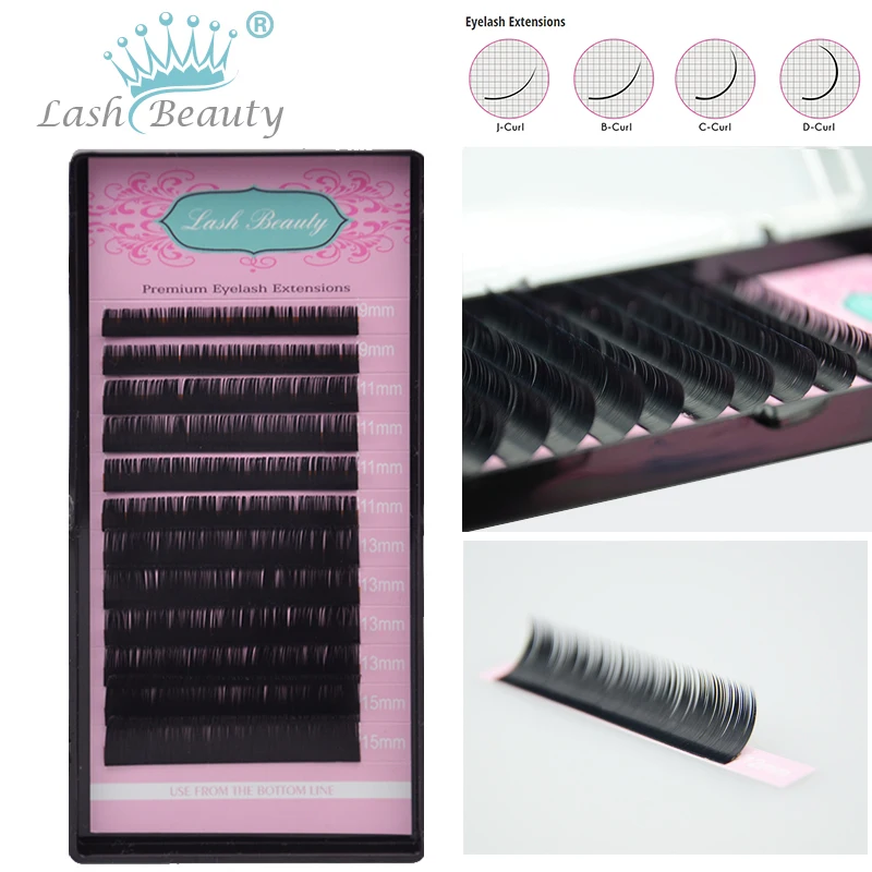 

4pcs J B C D Curl Individual Mink Eyelash Extension Soft Black Fake False Eye Lashes 8-15mm Eye Makeup Tool
