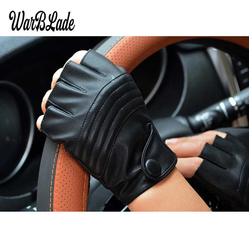WarBLade ПУ кожаные перчатки без пальцев мужские и женские модные перчатки для вождения спортзала с обрезанными пальцами тактические перчатки черные Guantes Luva перчатки