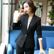 1pcs Women Plus size Blazers and coats 2019Autumn cotton Splicing Single button stripe Suits jackets ladies Skinny Blazers Suits