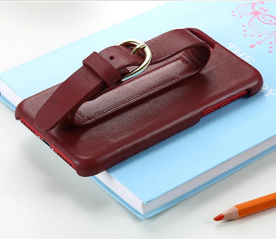 CASESHIP Genuine Leather Case For iPhone 6 6S 7 7 Plus Cover Smooth Touch Cowhide Wristband Back Cover For iPhone 6 7 Holsters (13)
