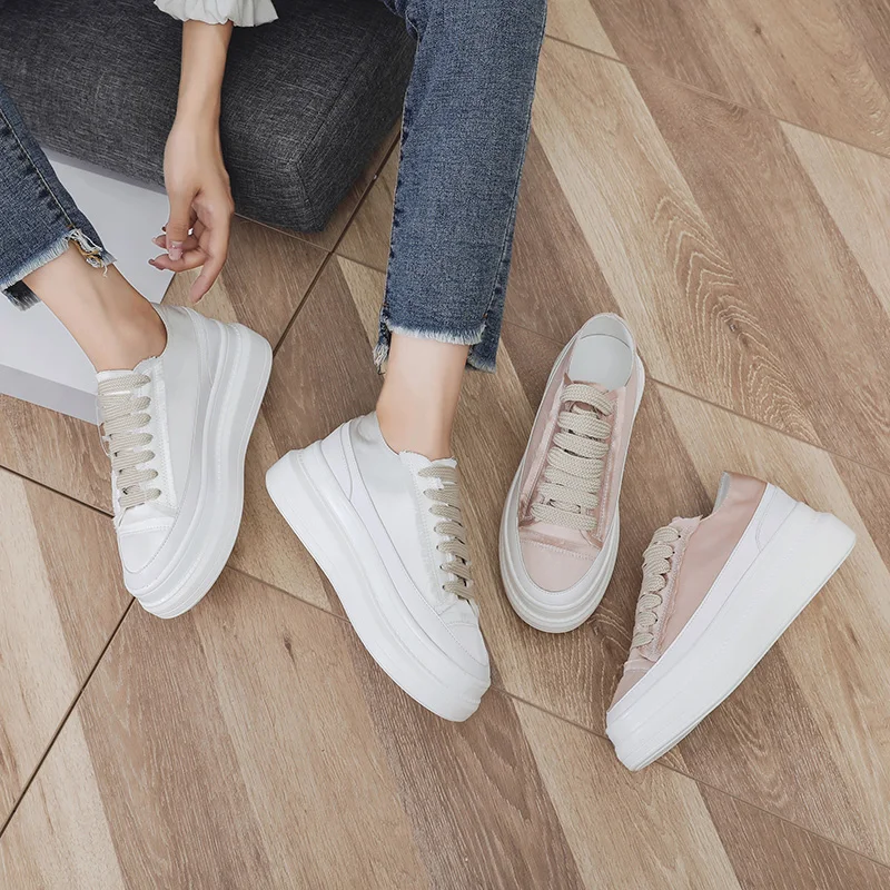 

Tleni 2019 spring and summer wild Korean version of the muffin thickening inside the increase in sports white shoes women ZD-10