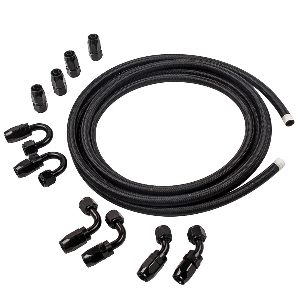 

For AN8 8AN AN 8 Fitting Stainless Steel Nylon Braided Oil Fuel Hose Line 16FT Kit