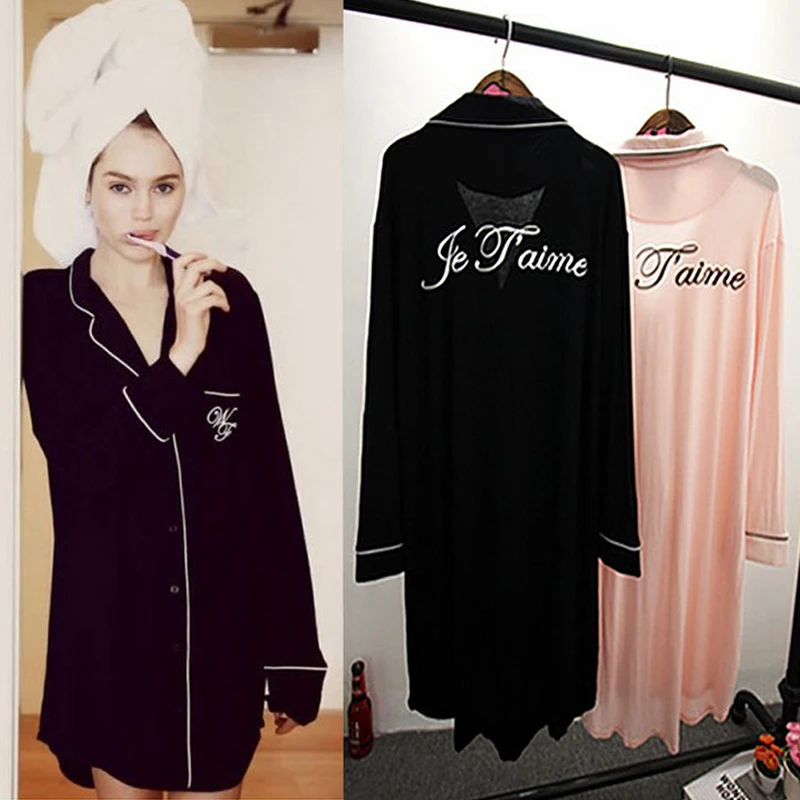 Inplusni women sleep tops modal sexy big yards long-sleeved shirt nightgown during 2018 summer and autumn women's sleepwear