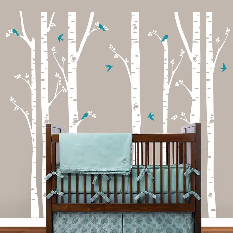 s1 modern wall sticker birch tree birds vinyl wall art decals