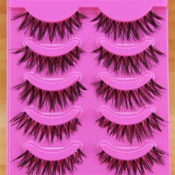 

Hot sale 5 pair Handmade Messy Natural cross False eyelashes Perfect eye lashes