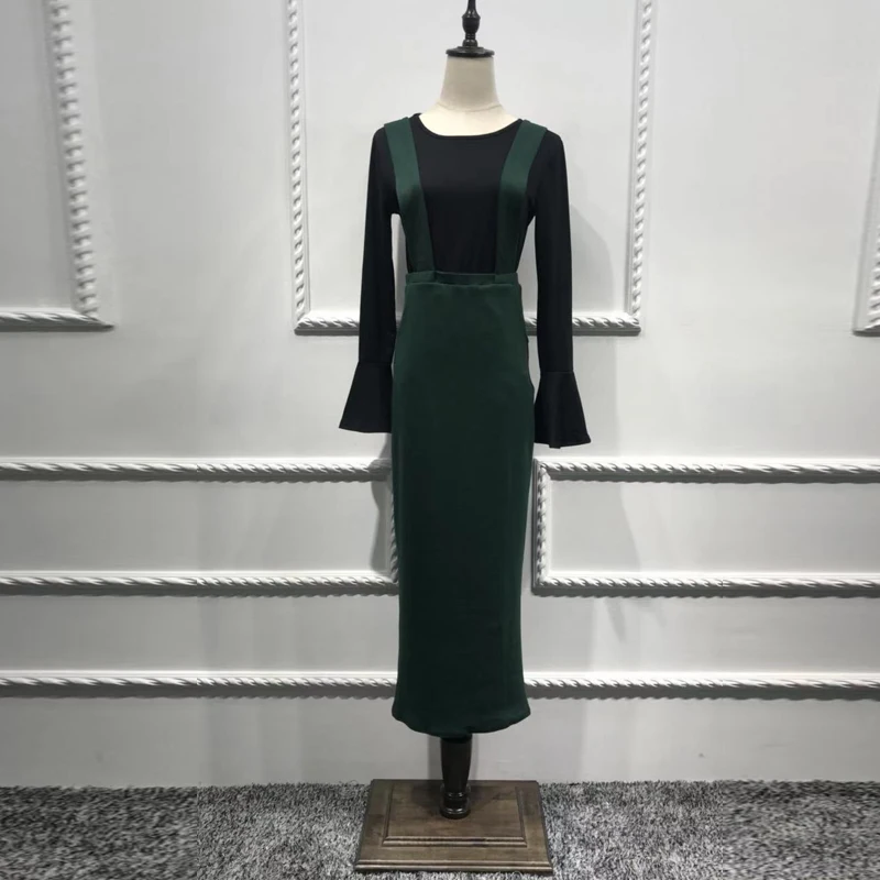 Черная и зеленая Женская длинная облегающая юбка-карандаш юбки женские, макси сексуальная мусульманская одежда для вечеринок 2019 ремень с