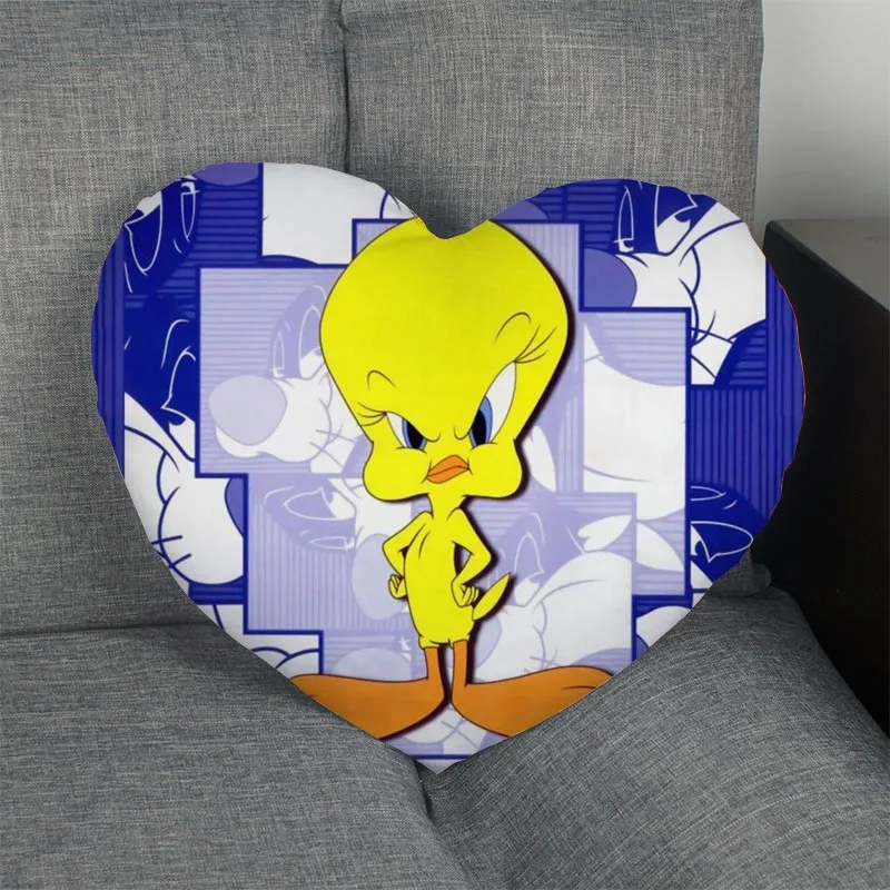 Птичка Твити подушка в форме сердечка выполненные на заказ Наволочка на молнии только покрыть без сердечника размер 41 x36cm, 47x42 см - Цвет: Pillow Case