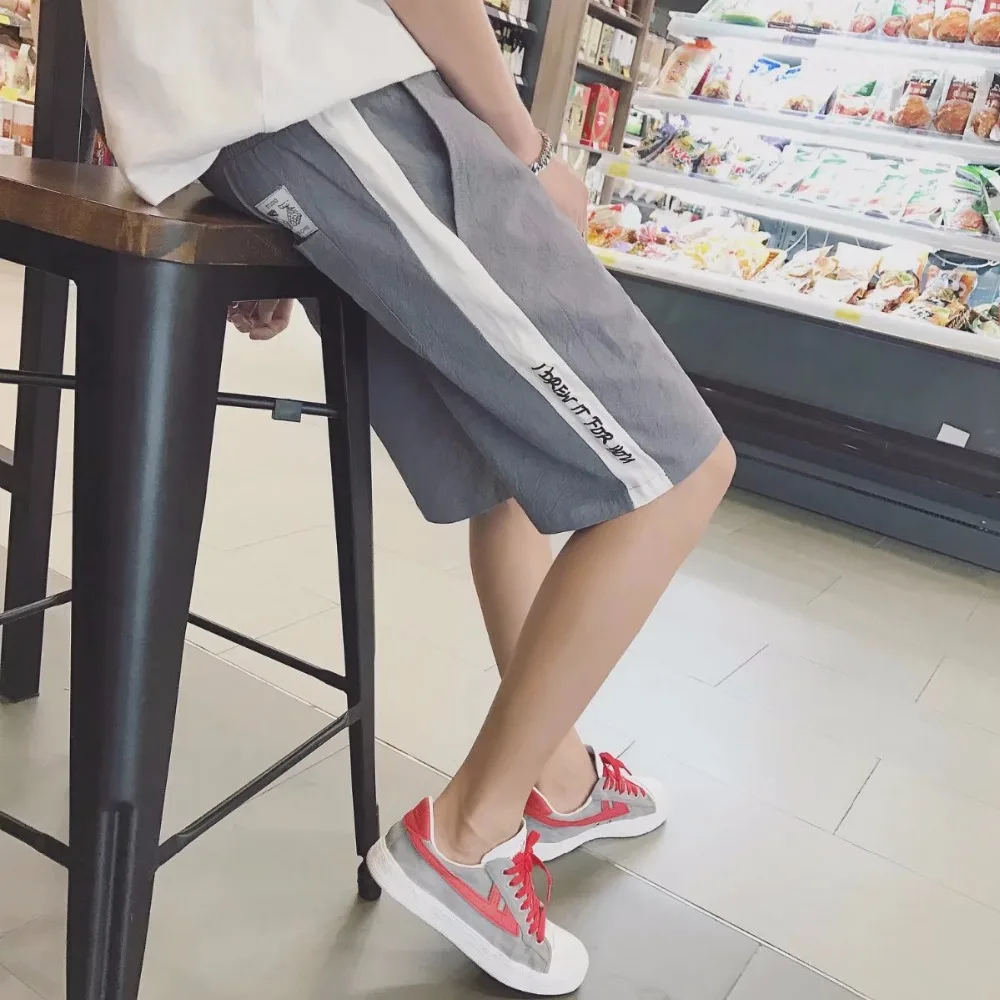 Горячие шорты для летнего отдыха прямые мужские свободные полосатые тонкие с эластичным поясом хип хоп уличные подростковые джоггеры пляжные шорты