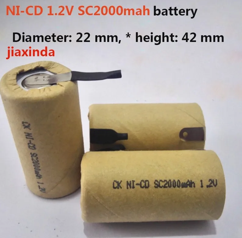 Jiaxinda SC2000mAh 1,2 V 2000mah NI-CD аккумулятор SC2000mAh1.2V перезаряжаемые батареи с ноги 10 шт./лот