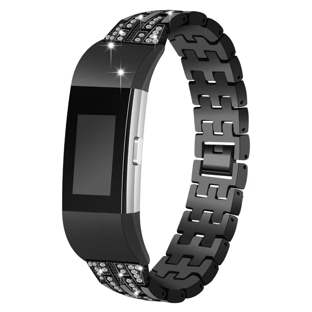 

High Quality Stainless Steel Watchband For Fitbit Charge 2 Watch Band Five Metal Links Wrist Strap Men Woman Bracelet Strap