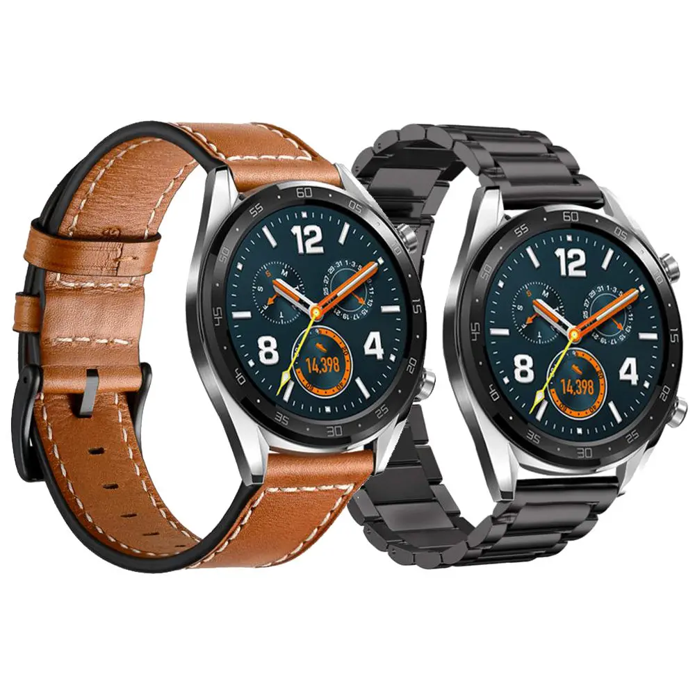 22 м 2in1 для huawei watch GT Active Нержавеющая сталь браслет+ выпуска кожаный ремешок для samsung Galaxy часы 46 мм Шестерни S3 - Цвет: 3