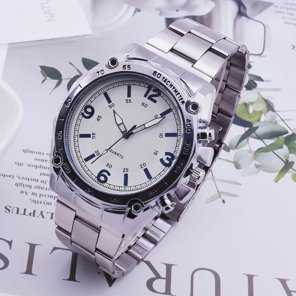 

Brand Luxury Alloy Steel Belt Men's Simple Quartz White Black Wrist Watch Relogio Masculino Business Gift Horloges Men Watches