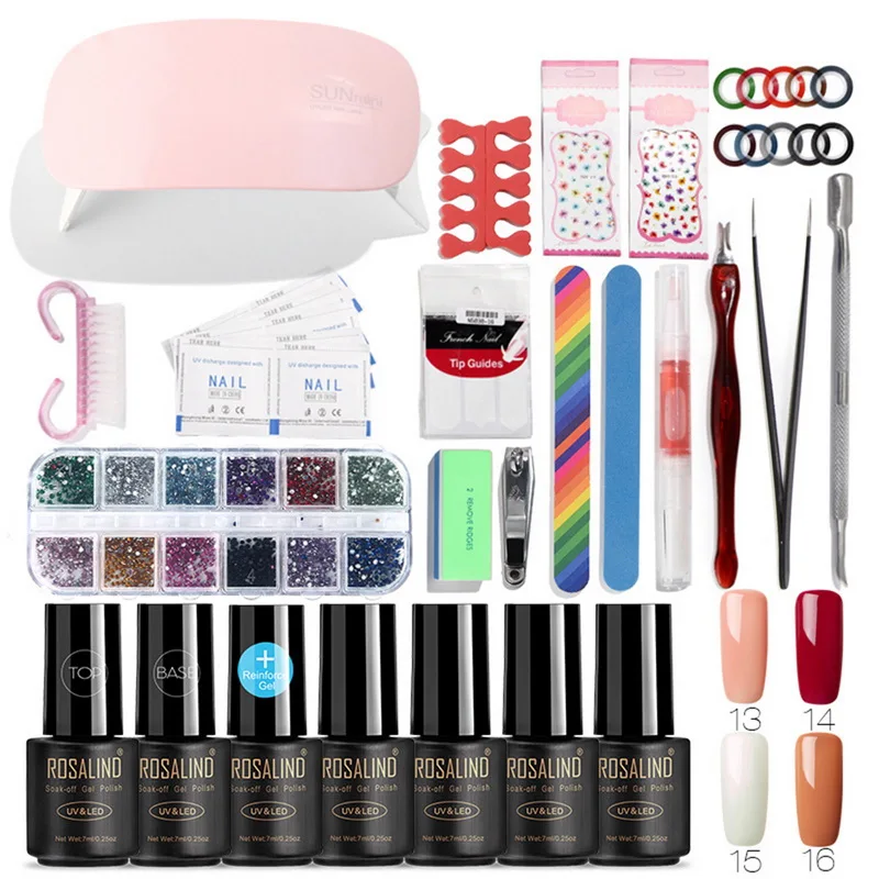 

ROSALIND Manicure Set SUNmini UV LED Lamp Nail Dryer Tools UV Gel Polish Nail Kit Soak Off Gel Varnish Nail Set For Manicure kit