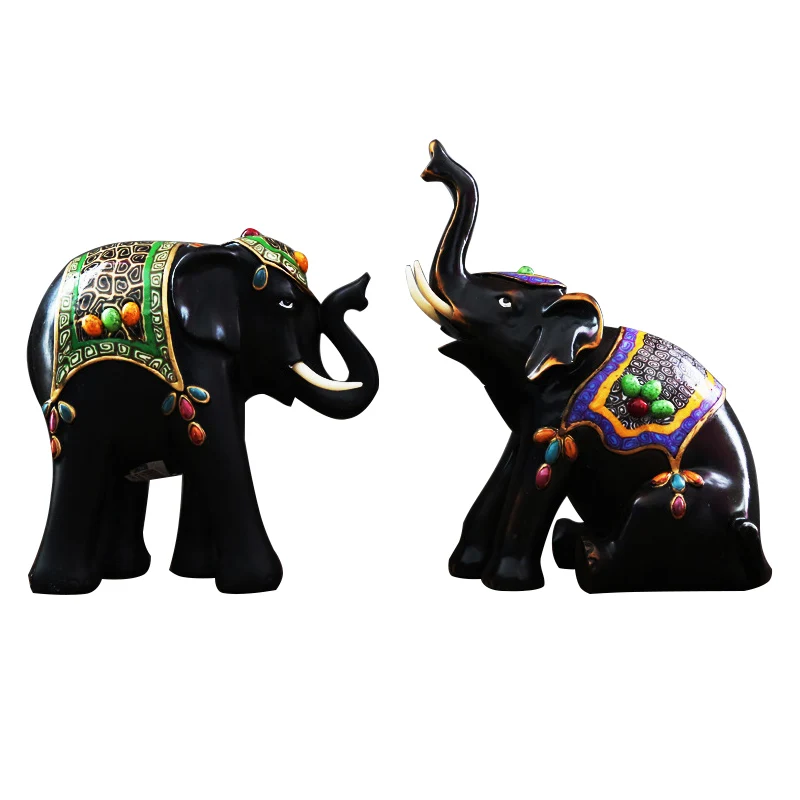 

Southeast Asia Lucky Elephants Miniatures Ornaments Antique Elephant Figurines Resin Decor Furnishings Articles Gifts Home Decor