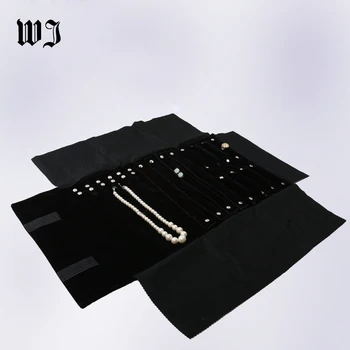 

Portable Black Velvet Jewelry Roll Combo Travel Jewelry Display Roll for Rings Earrings Chains Bracelet Organizer Carrying Case