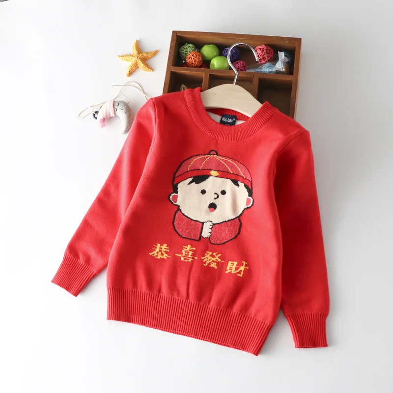 Детский свитер; джемпер; трикотажная теплая хлопковая одежда с героями мультфильмов для маленьких детей - Цвет: Синий