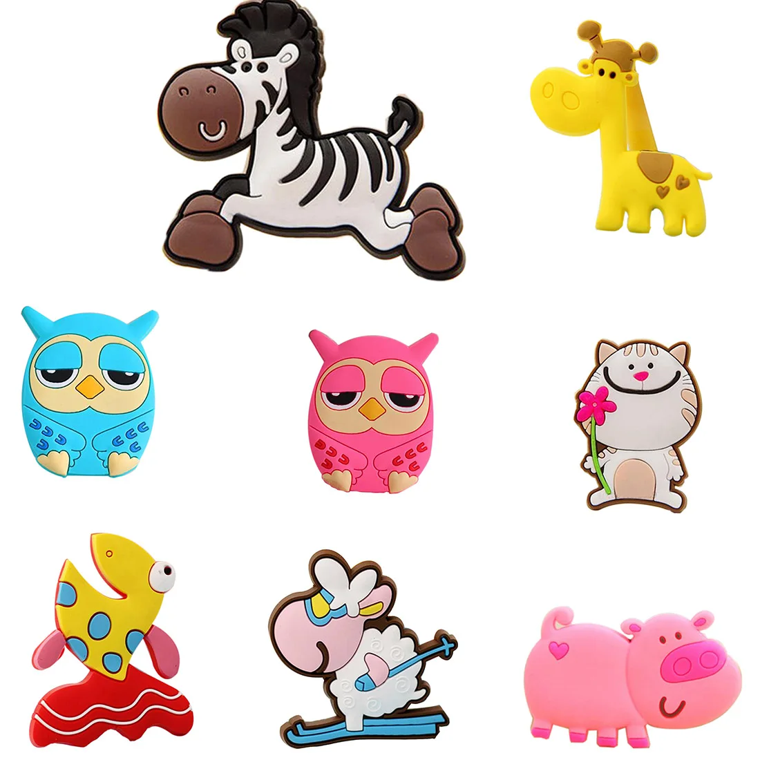

Mini silicone Cartoon Animal Giraffe Owl Cat Pig Fish Sheep Fridge Magnets Kids Gift Home Decoration Whiteboard sticker