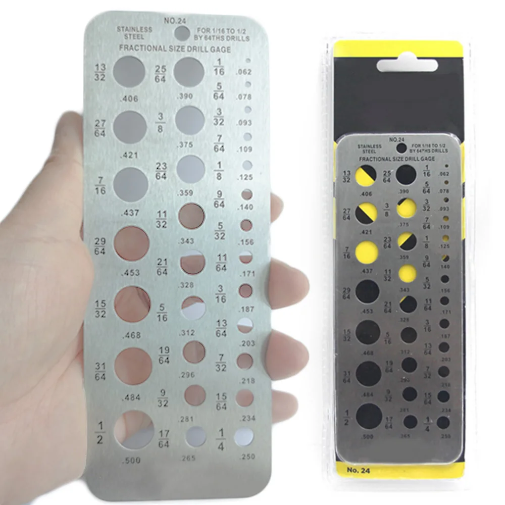 1PC Fractional Bolt Wire Measuring Accurate Stainless Steel Drill Bit Gauge Measuring Gauging