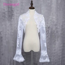 Белое, цвета слоновой кости кружево шаль Сексуальная Свадебная шаль длинный рукав Свадебная куртка свадебное пальто